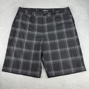 Quiksilver Shorts Mens 38 black straight fit regular chino summer plaid size Y2K